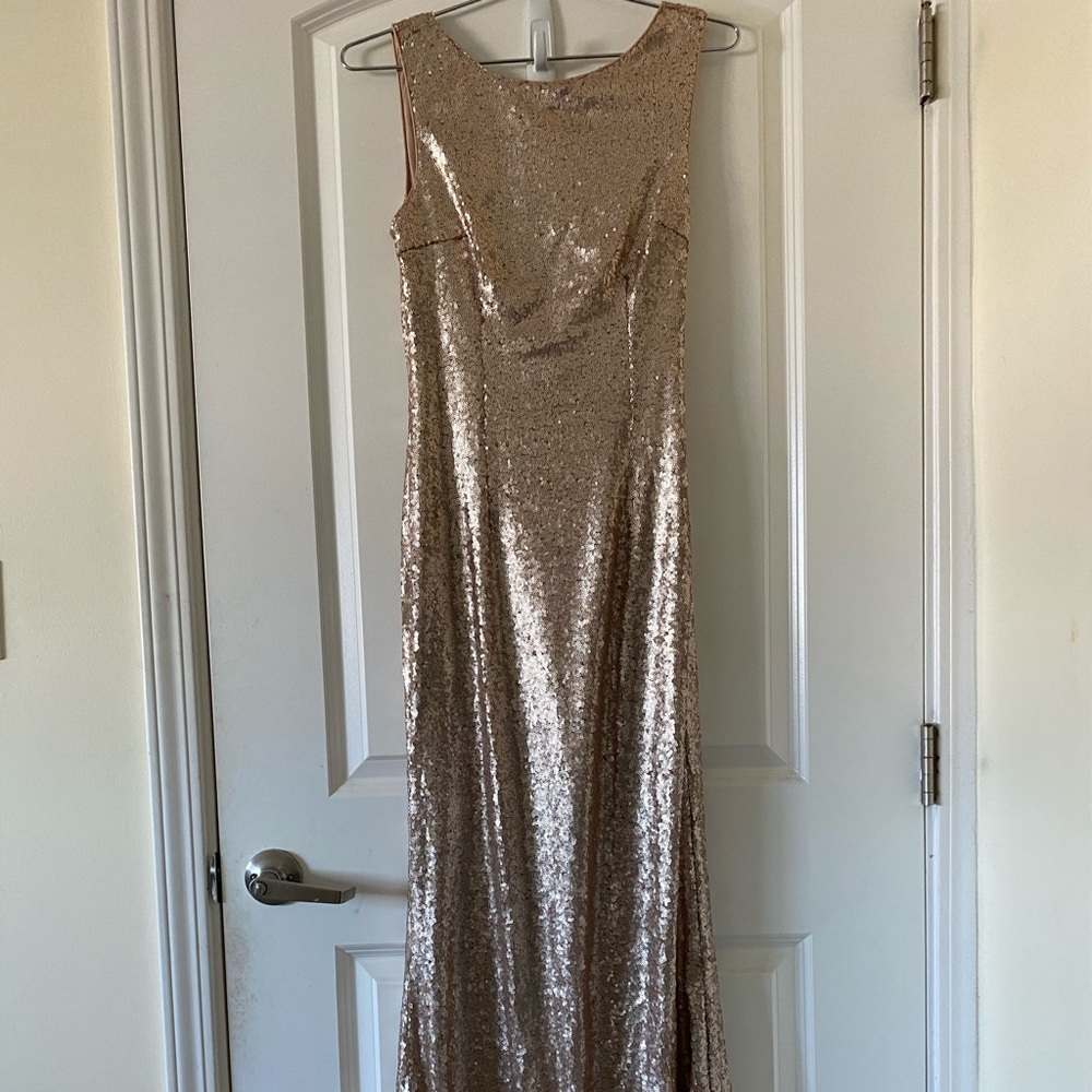 Rose gold sequins floor length gown - M